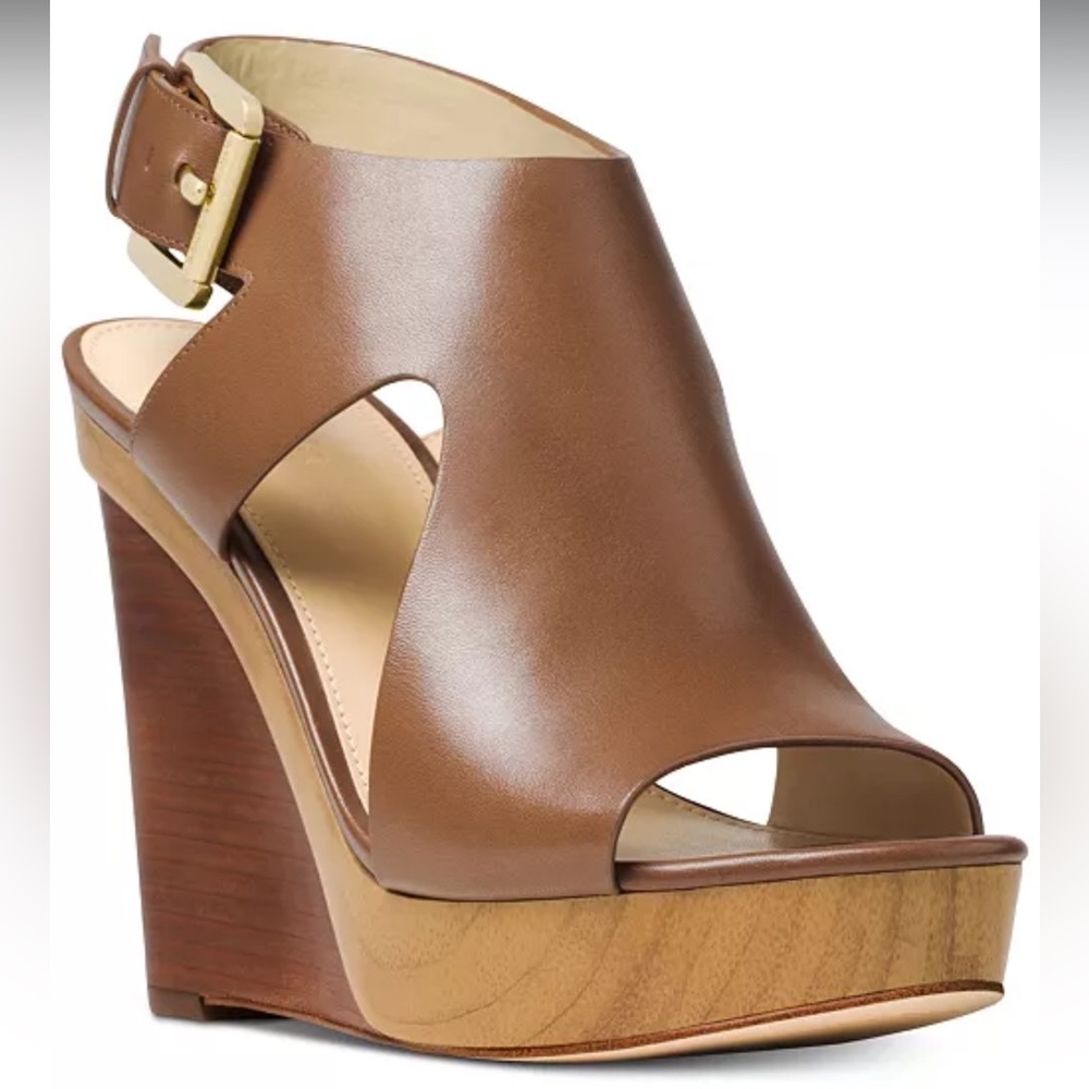 Michael Kors Josephine Wedge Open Toed Wedged Stacked Heel Cutout Sandals